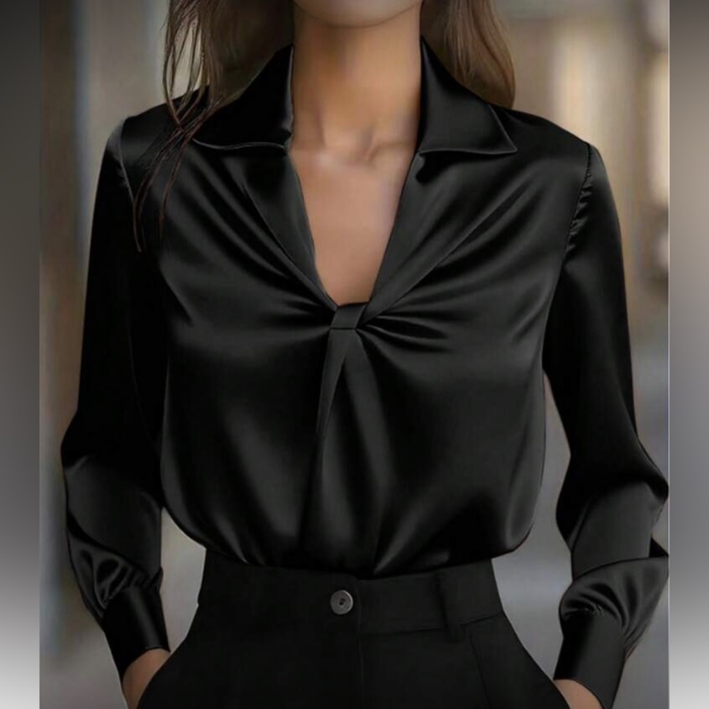 Elegant Black Satin Blouse